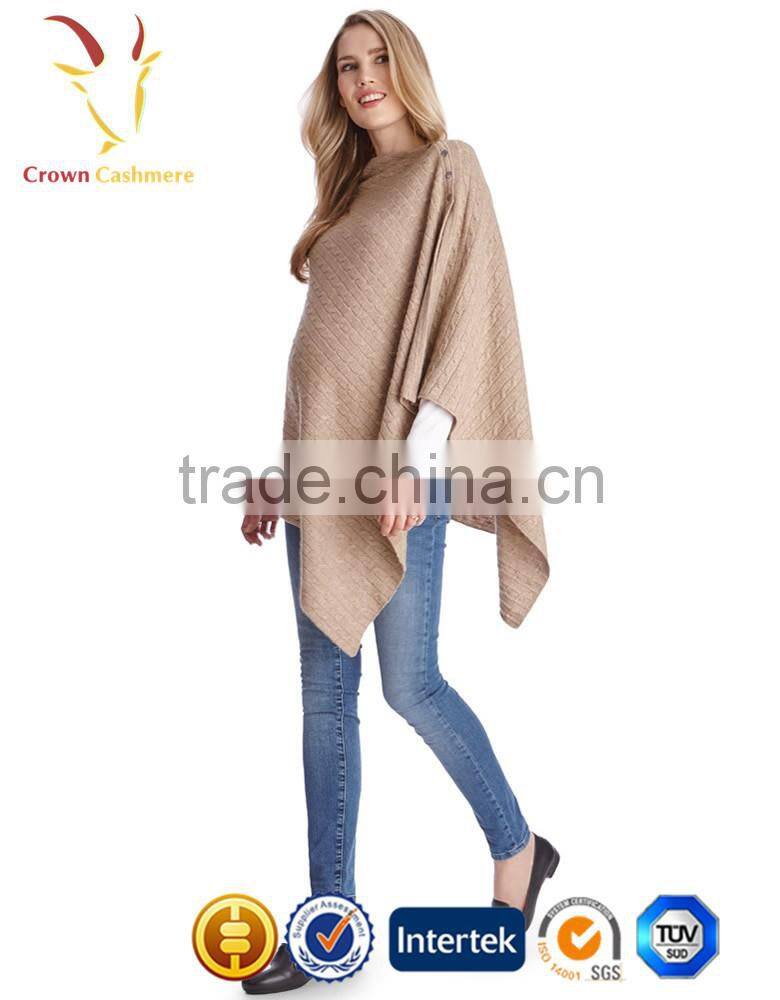 Winter Fashion Women Cashmere Knitted Cable Poncho