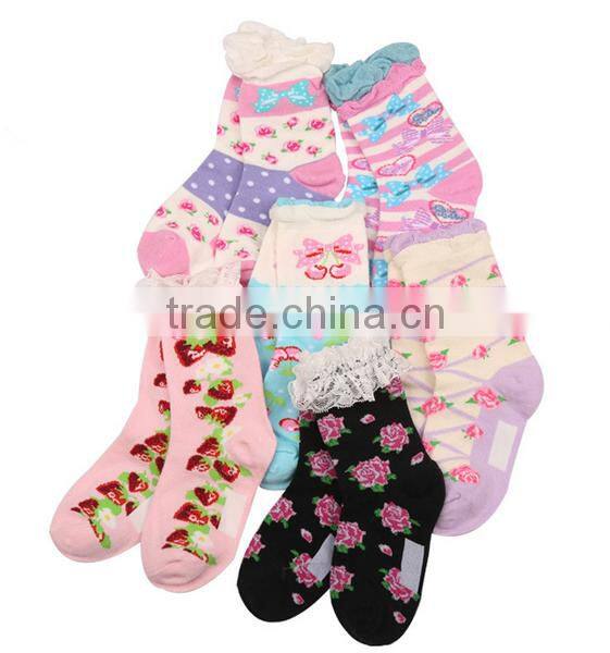 Custom New Cartoon Design Eco Friendly Bamboo Fiber Cotton Cute Sex Young Girl Tube Socks
