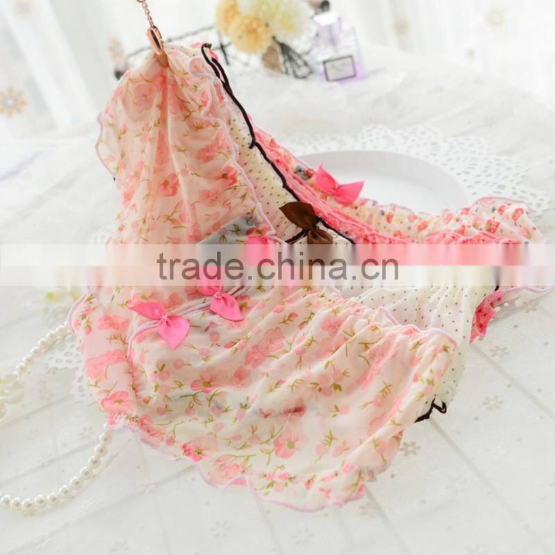 Bow tie ladies cotton underwear women cute cartton panties wholesale factory