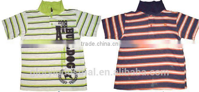 Boys yarn dyed 100%cotton embroidered polo shirt printing