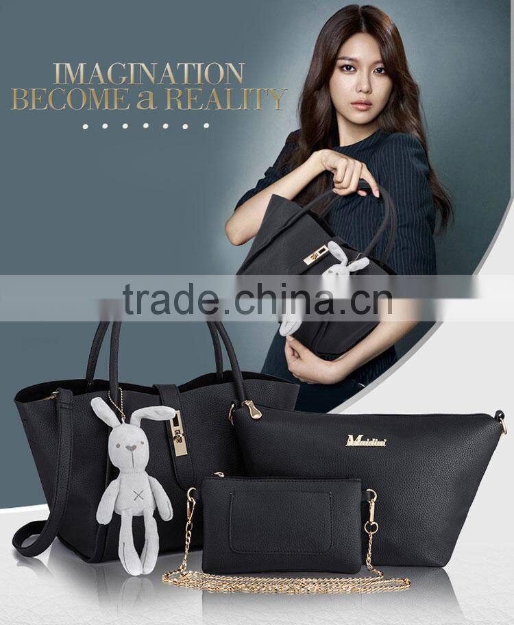 Brand Handbags 3sets Leather Women Tote Bag Casual Ladies Designs Handbag Set