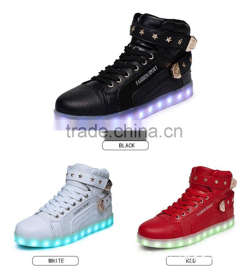 2016 New High Light UP Shoes Mens Shoes Led Schoenen Women Casual Men Luminous Shoes