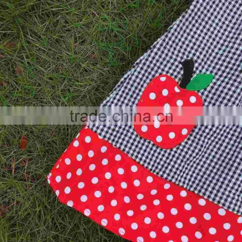 New girls apple dress girls boutiques dress kids pillowcase dress kids back to school dress with necklace and headband