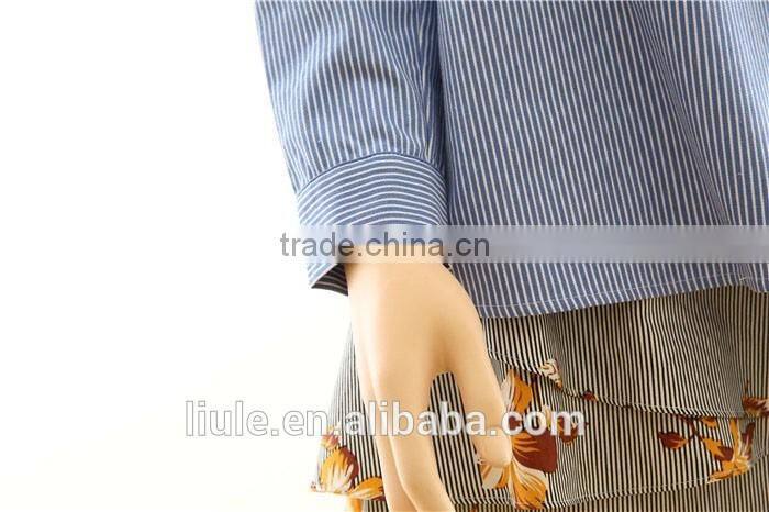 New design stripe ladies long sleeve blouses high quality striped shirt