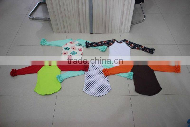 pernickety boutique baby girl raglan shirt ruffle long and the 3/4 sleeve wholesale 2016 winter shirt children girls top