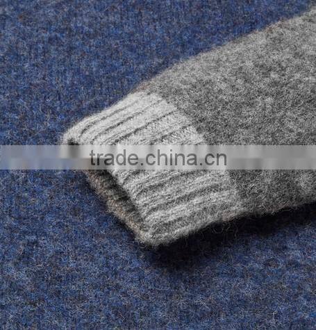 Top Selling 100% Wool Made Sweater Men with Ribbed Trim and Hem Man Wool Sweater Design