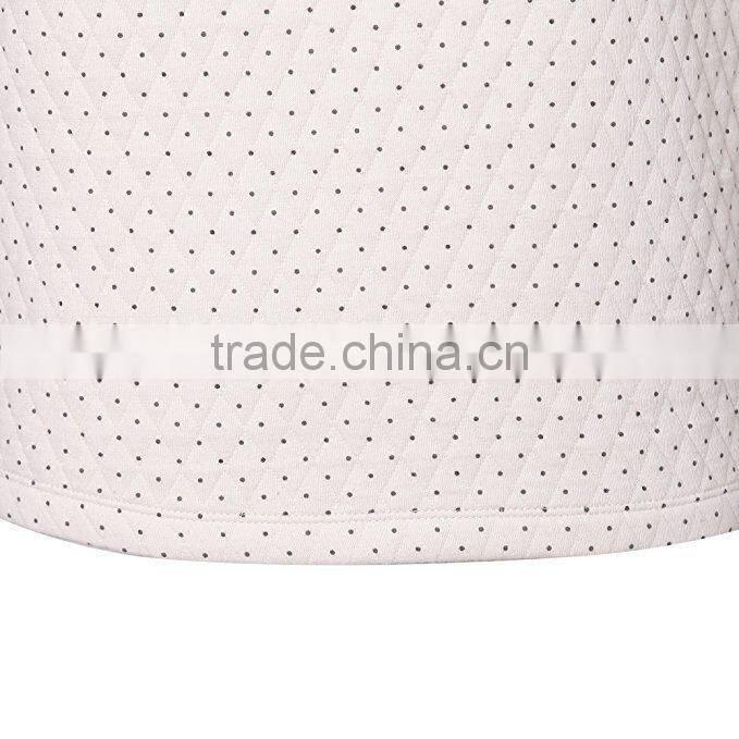 Womens' Winter quilted pullover sweatshirt with polka dots