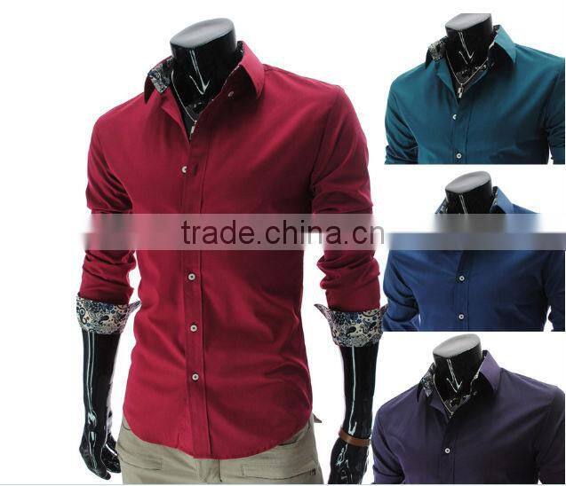 shrits manufacturer OEM fashion italian style deep red ,blue color men shirts