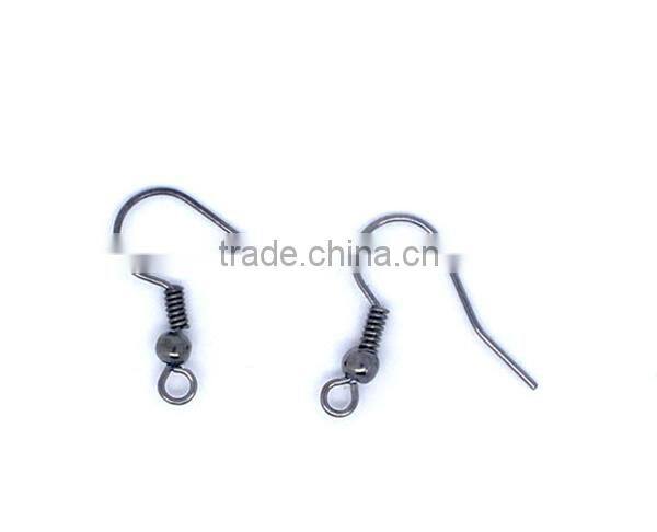 100 Pairs Gunmetal Ear Wire Hooks W/Ball Eearring Findings 18x19mm
