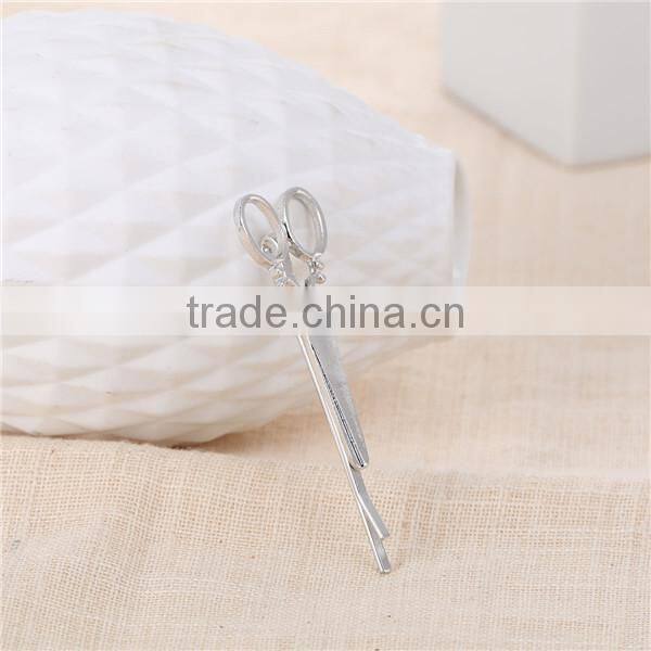 Zinc Based Alloy Hair Clips Findings Scissors Silver Tone 61mm x 18mm