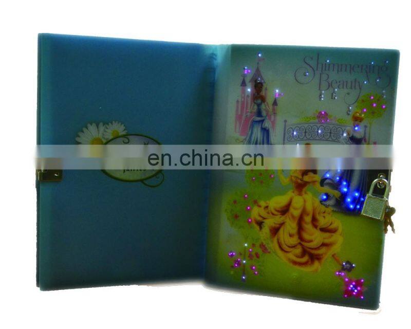 2017 Newly Design and hot selling Custom LED Lighting Up Diary/Notebook With Fiber Optic & locks