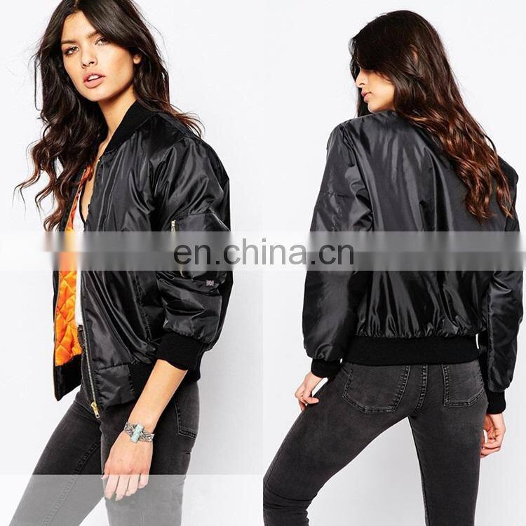 New fashion shiny Ribbed bomber jacket for women in life