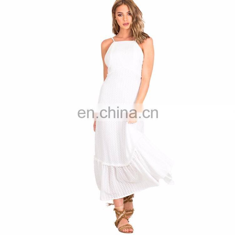 2017 New Arrival One Piece Casual Backless White Slip Maxi Dress Latest Dress Designs Photos