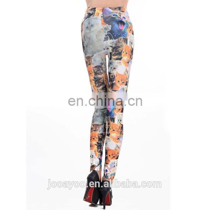 Fashion Hot Women Colorful Cat Print Stretchy Seamless Leggings Tights Pants