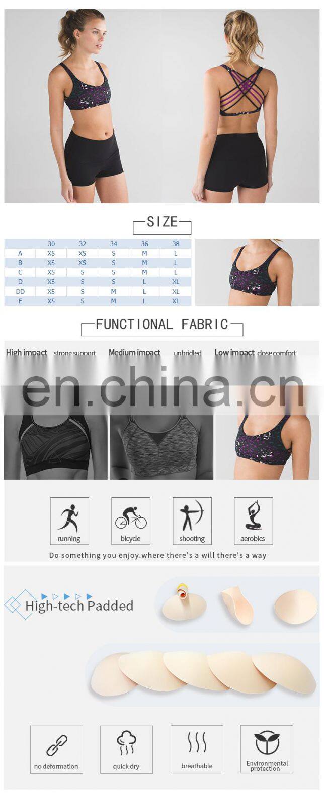 sexi girl wear sports new style bra gym fitness import