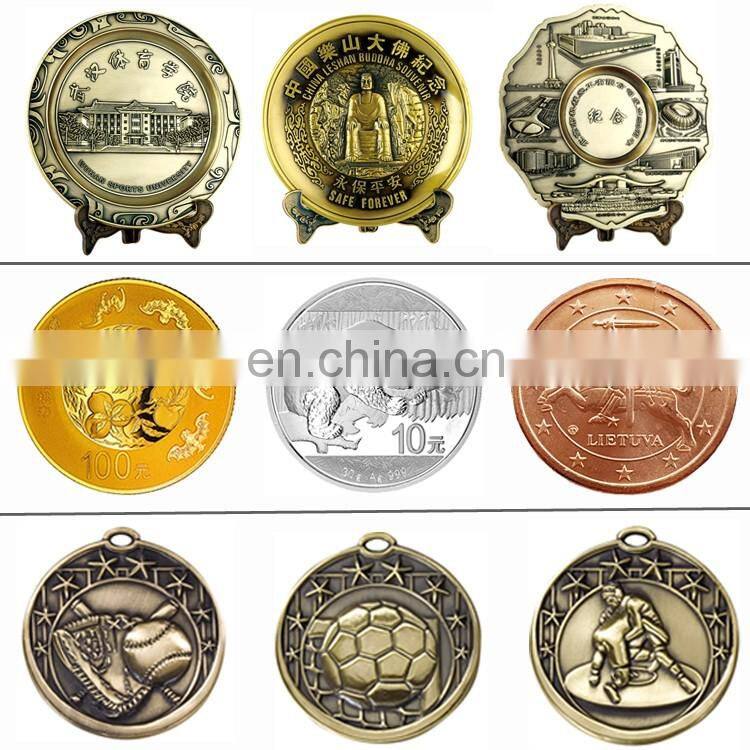 Custom Decoration engraved carving zinc alloy antique bronze 3d round metal award commemorative souvenir plate
