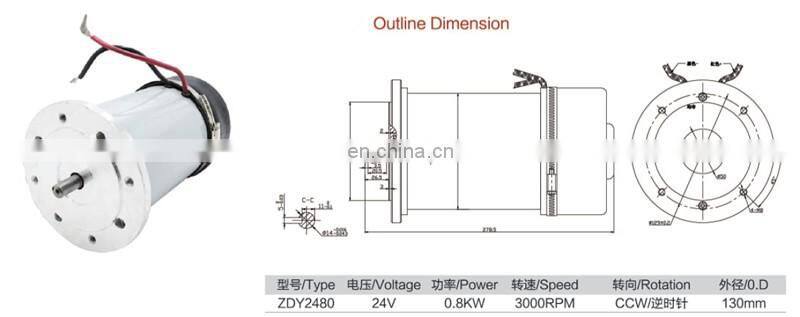 800Watt Hydraulic DC Permanent Magnet Motor 24 Volts