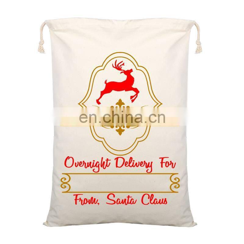 Christmas Santa Sacks 1pc Drawstring Canvas Santa Sack Xmas Canvas Bag Hot Sale Big Santa Claus Gift Bag Drop Shipping