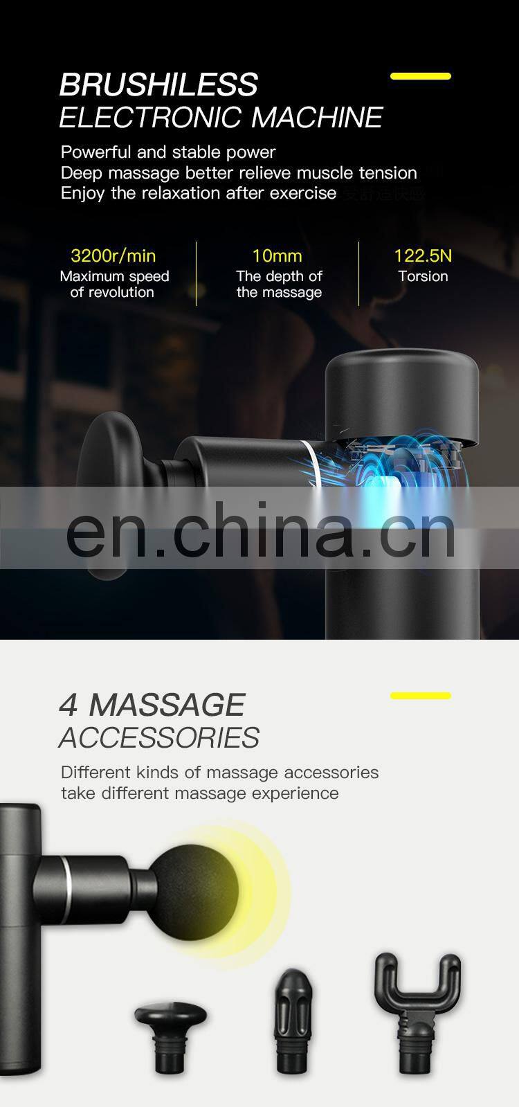 4 Head Attachments Electric Handle Vibration Muscle Wireless Massage Gun For Body