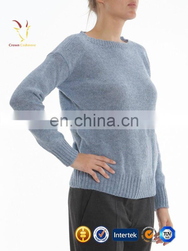 Women Crew Neck Breathable Cashmere Sweaters Pullover