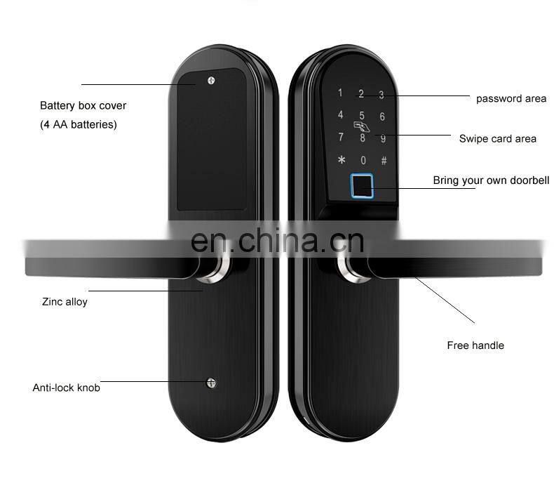 Stainless Steel Fingerprint Wifi Smart Lock Door Card Key Apartment Intelligent Door Lock Rfid With Password Ttlock