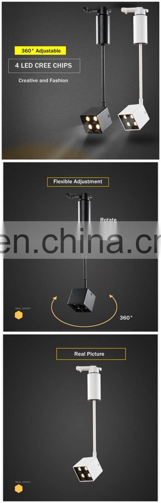 Nordic Modern Track Light 8W Long Pole Rail Spotlight LED Track Light AC 110V 220V Black/White Guide Rail Track Light