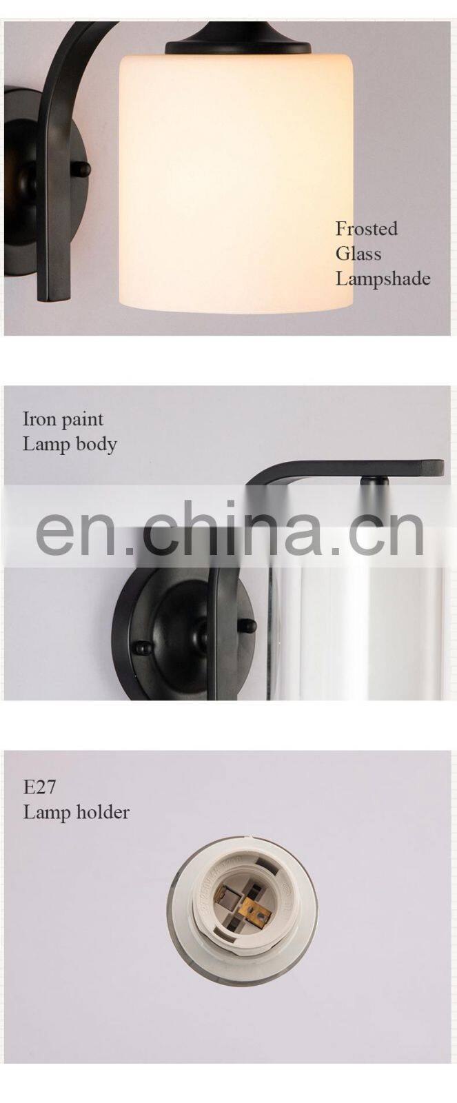 American living room simple fabric bedroom bedside lamp creative wall lamp wrought iron single head wall lamps