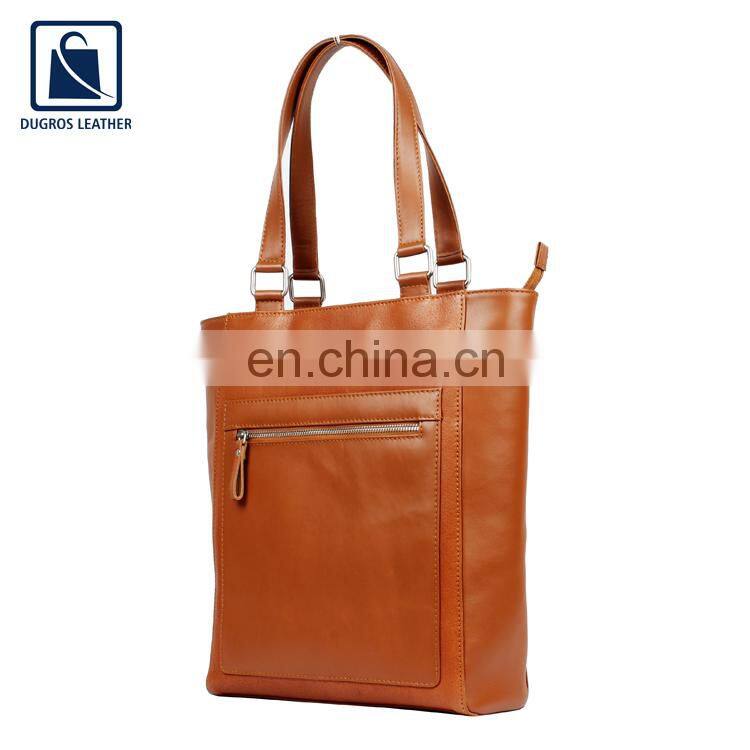 Matching Stitching and Cotton Lining Material Zip Closure Type Best Selling Genuine Leather Shopper Bag for Women