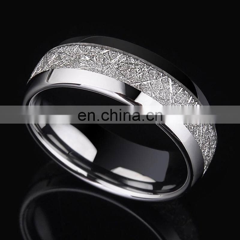 8mm Silk Grain Stainless Steel Ring For Men Women Jewelry