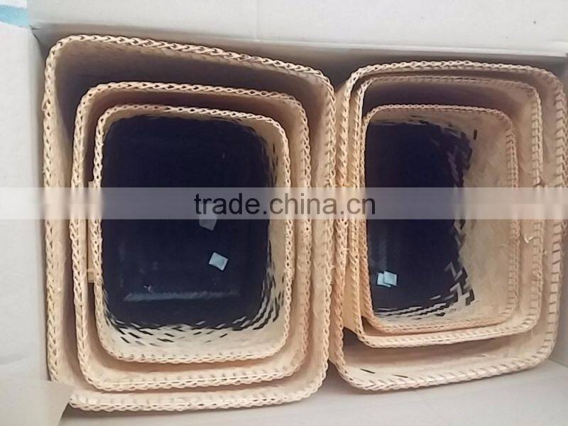 High quality best selling eco-friendly Natural & Pink seagrass storage basket with red pompoms from Vietnam