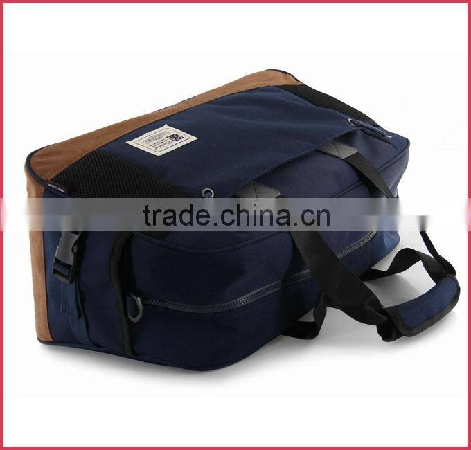 fashion cotton fabric travel duffle bag nubuck leather MOQ 500 pieces from Bag factory China