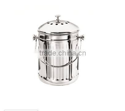 1gallon Indoor Kitchen Stainless Steel Compost Bin, warm compost pail with lid including two charcoal filter, kitchen crock