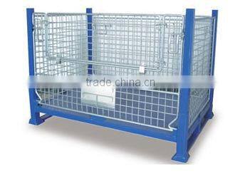 Folding metal steel wire mesh pallet stillage cage box container basket