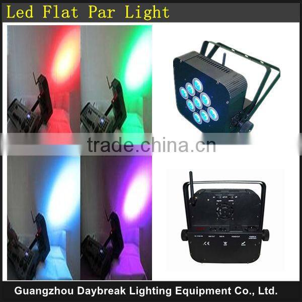 Stage DJ Wireless dmx led par 9pcs x 10w RGBW 4in1 Flat Led par64 Battery built in