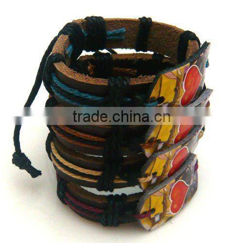Professional leather production,lovers common used bracelet jewellery colored print with an arrow wearing heart AL0041