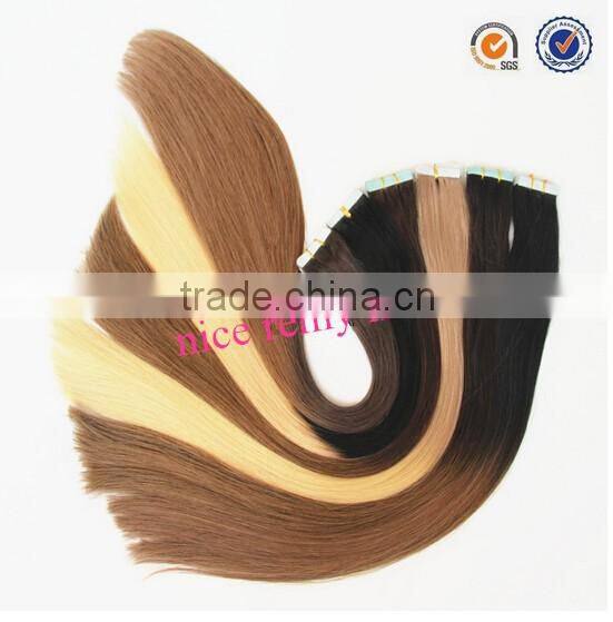 best quality double drawn wholesale dip dye ombre remy tape hair extension