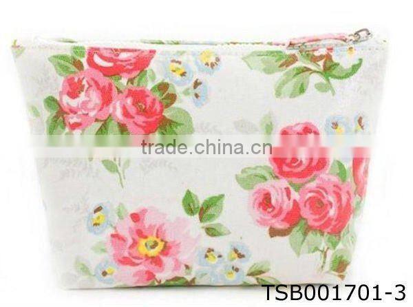 promotional canvas travel cosmetic organizer bag with PVC backing