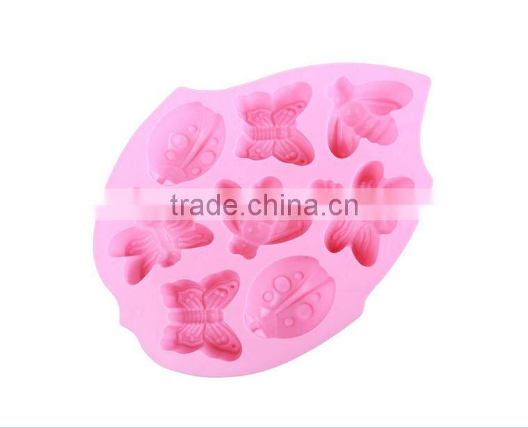 2016 Hot sale food grade FDA and LFGB 6 hole new creative metal colorful silicone cake mold