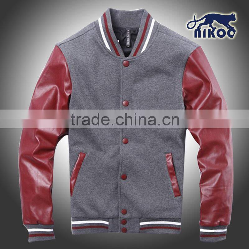 custom plain varsity jackets with leather sleeve baseball jacket