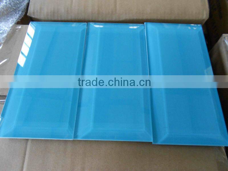 100 x 200 electric blue Bevel Glass Tile