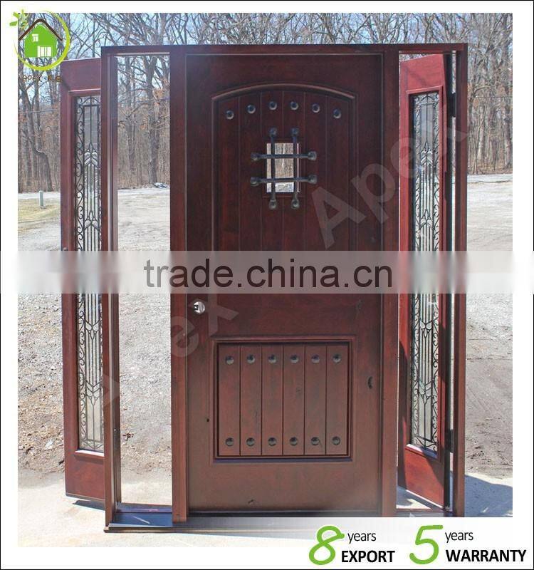 20mins-90mins External Fire Mahogany Solid Wood Door double door for villa & commercial glazed fire door