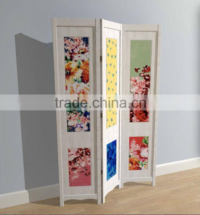 Vintage French country style wooden portable folding screen room divider