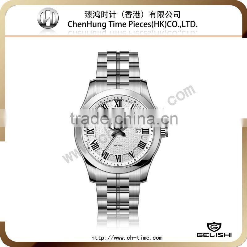 Vogue cheap western wrist non brand watches stainless steel case chain water resistant geneva movt wholesale