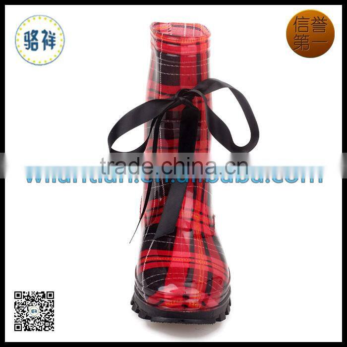 Printed color warm Fabric rain boots