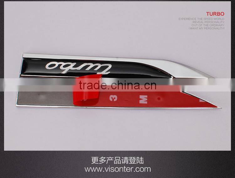 2pcs chrome Auto car Dagger Fender Emblems Sticker Badge Decal fit for TURBO NEW