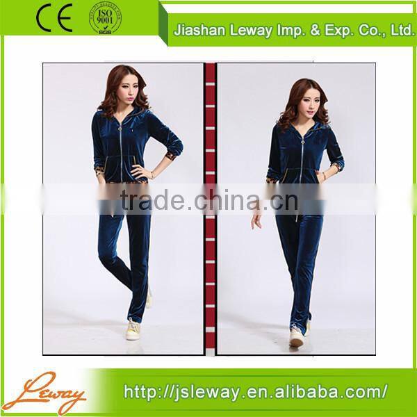 Latest fashion clothing wholesale sportwear women's velour tracksuits