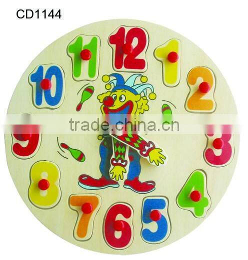 Hot selling educational wooden toys Numbers Circle Clock puzzle