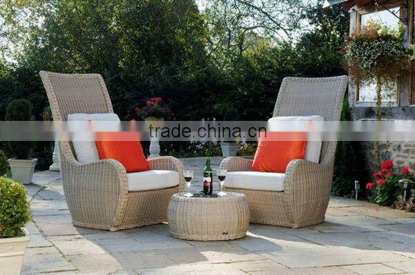 Wicker High Back Chair With Tea Table Cushion Pillow