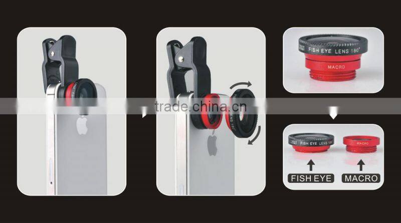 Universal 3in1 Clip-On Fish Eye Lens Wide Angle Macro Lens For mobile phone