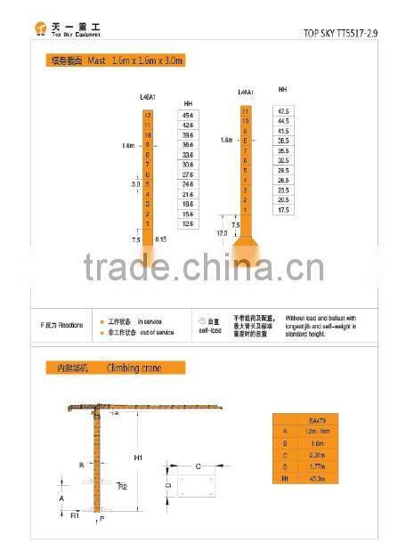 TT5517-2.9 JOST Type Topless Tower Crane